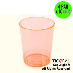 VASO CONICO NARANJA FLUO 4 PAQUETES X 10 UNIDADES